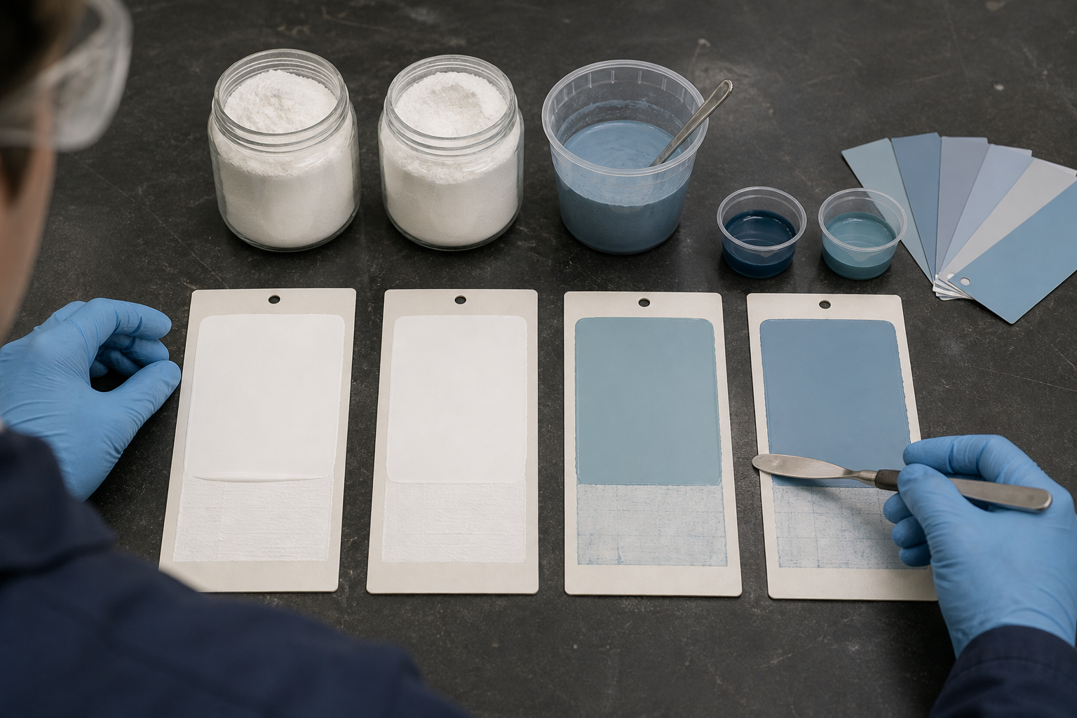 Pigment compatibility and color acceptance drawdown comparison